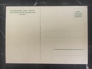 Mint WW 1 Germany Norddeutscher Loyd Bremen Boat Europa Cargo Ship Postcard