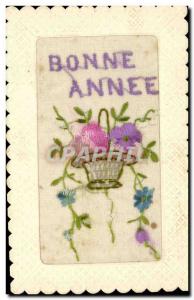 Old Postcard Bonne Annee Embroidery