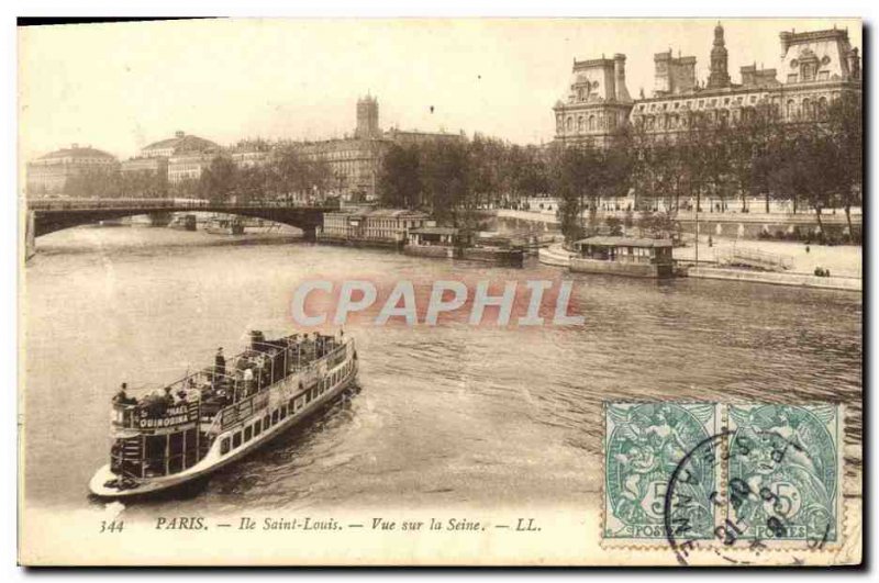 Old Postcard Paris Ile Saint Louis View On The Seine Boat Peniche