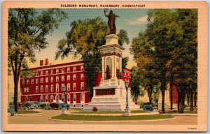 Waterbury Connecticut CT, Soldiers' Monument, Historic Statue, Vintage Postcard