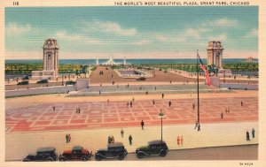 Vintage Postcard 1939 World's Most Beautiful Plaza Grant Park Chicago Illinois