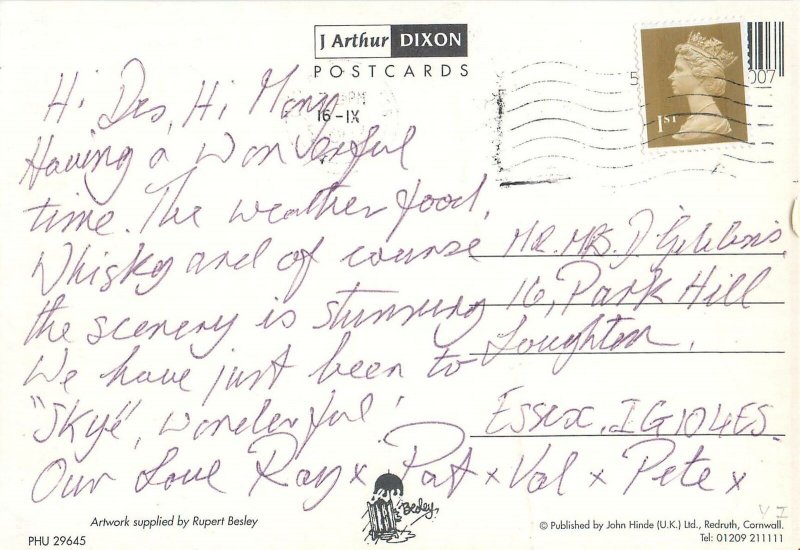 Comic funny animal Postcard seals artwork by Rupert Besley