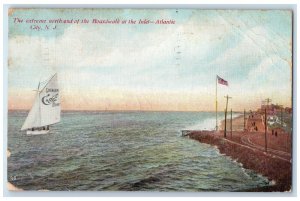 1910 The Extreme North End Boardwalk At The Inlet Atlantic City NJ Postcard
