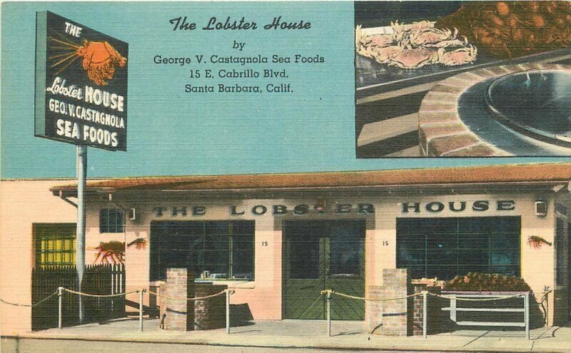 Colorpicture 1940s Lobster House Santa Barbara California Postcard 6198
