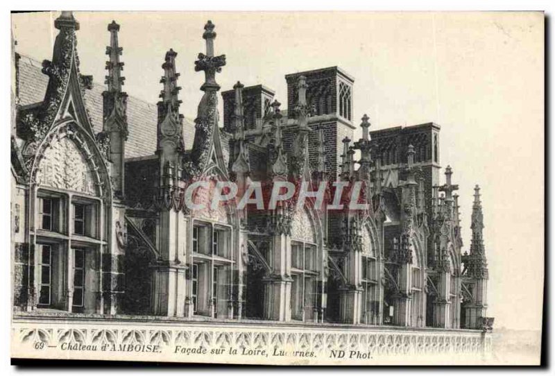 Old Postcard Chateau Amboise Facade On The Loire skylights