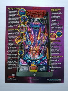 Stranger Things Pro Pinball FLYER Original 2019 NOS Game Paper Art Sheet