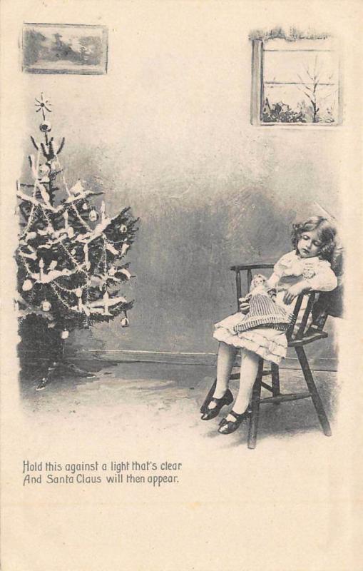 Merry Christmas Santa Claus Young Girl Asleep H-T-L Postcard