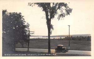 Searsport Maine~View from Cedar Hedges~Vintage Car Driving by~c1920s RPPC