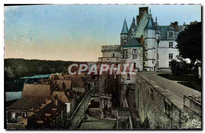 Modern Postcard Chateau d & # 39Amboise and terrace overlooking the Loire