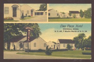 OSCEOLA IOWA WLMS PLAZA MOTEL VINTAGE LINEN ADVERTISING POSTCARD IA.