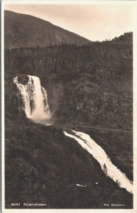 Norway Skjervsfossen Waterfall Vintage RPPC 03.61