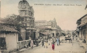 Sri Lanka Colombo Ceylon Sea Street Hindu Chetty Temple Vintage Postcard 07.93