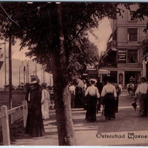 c1910s Ostseebad Warnemunde, Germany People Downtown Market Postcard Photo A170