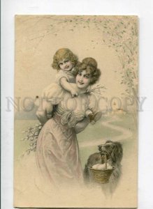 3140782 Easter COLLIE & Lady Girl By WICHERA Vintage VIENNE PC