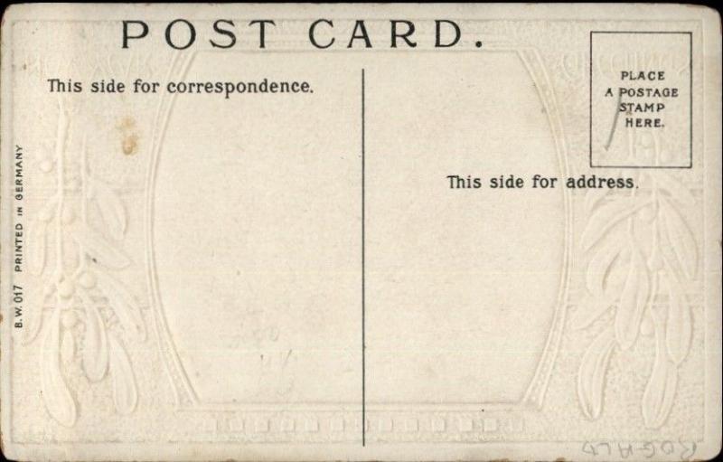 New Year - Boy & Girl Children Teddy Bear c1910 Postcard