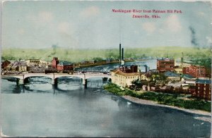 Zanesville OH Muskingum River from Putnam Hill Ohio Park Bouton Co Postcard H40