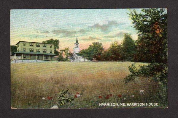 ME Vintage 1908 view Harrison House in Harrison Maine Postcard Carte Postlale