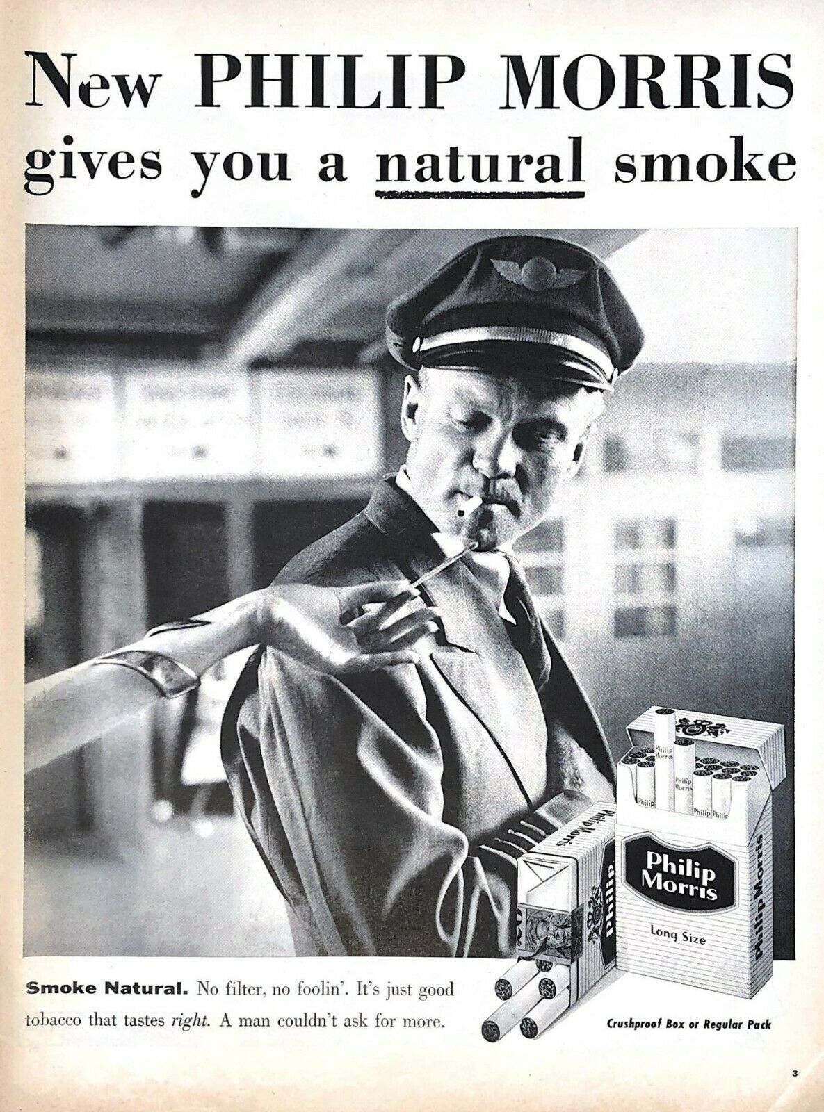 1957 Philip Morris Cigarettes Vintage Print Ad Natural Smoke Airline ...