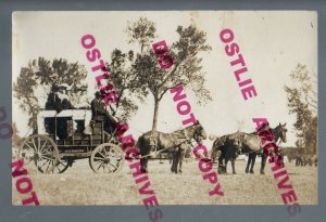 Billings MONTANA RPPC 1911 STAGECOACH Stage Coach 4-Horse Team 100 MILES A DAY!