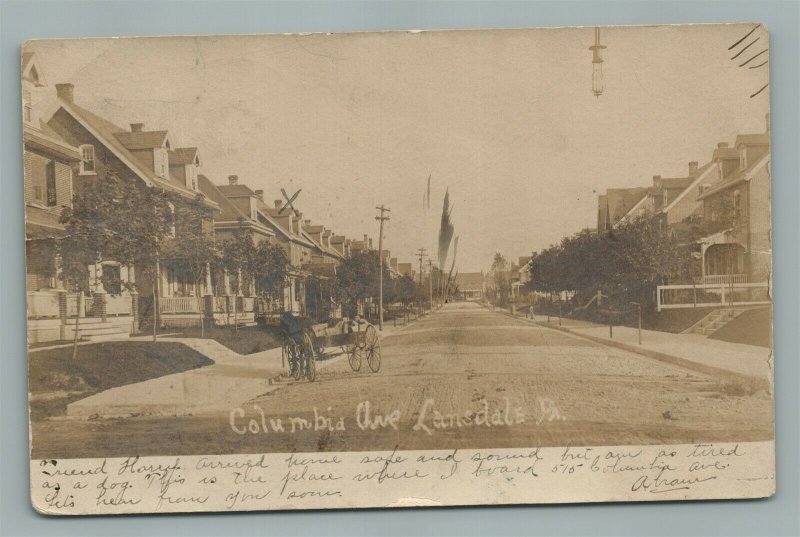 LANSDALE PA COLUMBIA AVE ANTIQUE REAL PHOTO POSTCARD RPPC
