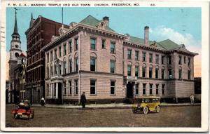 YMCA, Masonic Temple, Old Town Church Frederidk MD Vintage c1931 Postcard H01