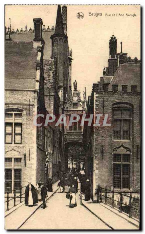 Postcard Old Street Bruges The Blind Donkey