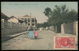 Senegal. Dakar. Le Palais de Justice et les Ecoles. Circa 1906. Hand colored