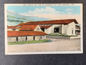 Mission San Jose de Guadalupe San Jose CA Litho Postcard H1162085106