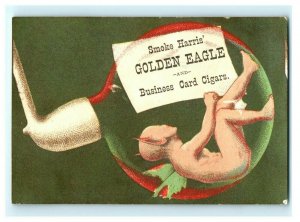 1870's-80's Harris' Golden Eagle Cigars Fairy Pipe Tobacco Bubble Fab! P195