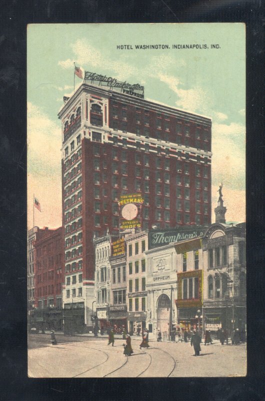 INDIANAPOLIS INDIANA DOWNTOWN HOTEL WASHINGTON VINTAGE POSTCARD