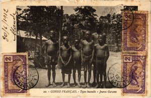 PC TYPES BACOULIS JEUNES GARCONS ETHNIC TYPES FRENCH CONGO (a35754)