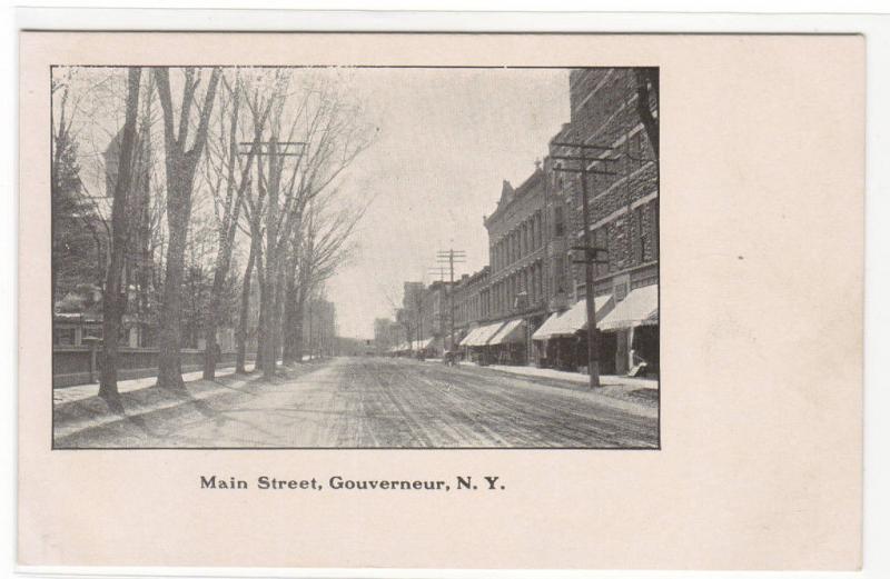 Main Street Scene Gouverneur New York 1907c postcard