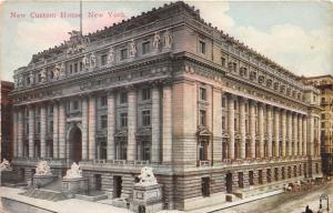 New York City~New Custom House~Statues in Front~Horse & Buggy in Street~c1910 Pc