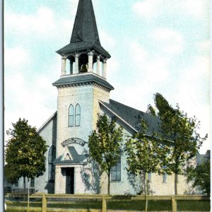 c1910s Alpena, Mich. Ev. Luth Emanuel Church Building Chapel Spire Postcard A102