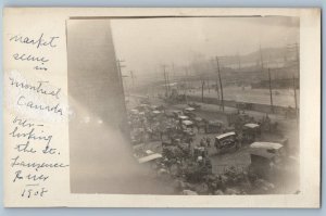 Montreal Quebec Canada Postcard Hotel Market Scene 1908 Antique RPPC Photo