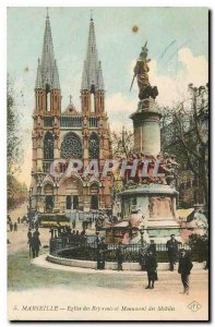 Old postcard Marseille Church of Reforms and Monument Mobile