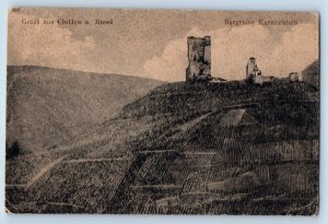 Germany Postcard Greetings from Cloften à Mosel Castle View c1910 Unposted