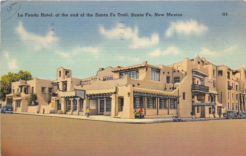 Santa Fe New Mexico 1941 Postcard La Fonda Hotel 