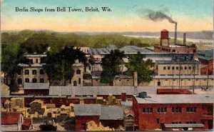 Postcard Berlin Shops from Bell Tower in Beloit, Wisconsin