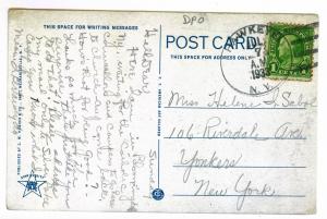 Hawkeye to Yonkers, New York 1933 Postcard, Catholic School, Lake Champlain