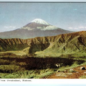 c1950s Japan Mt. Fuji from Owakudani Hakone Crater Litho Photo Postcard Vtg A31