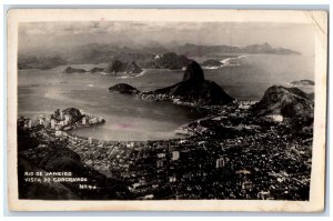 Bird's Eye View Of Rio De Janeiro Vista Do Corcovado Brazil RPPC Photo Postcard
