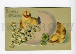 3160487 EASTER Chicken in Egg lily of the valley Vintage PC