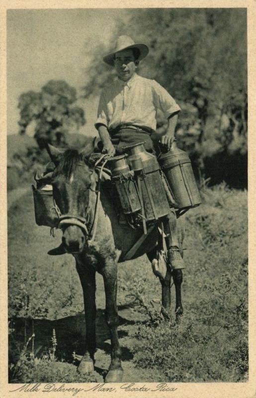 Costa Rica, C.A., Milk Delivery Man on Horseback (1920) Gran Hotel Postcard