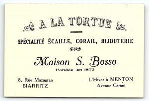 c1900 TO THE TURTLE SPECIALTY SHELL CORAL AND JEWELRY ADVERTISING CARD Z5504