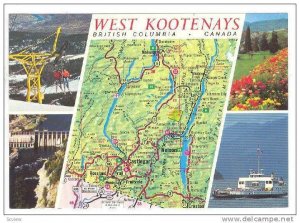 Scenic Greetings and Map, West Kootenays, British Columbia, Canada, 40-60s