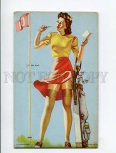 286282 MUTOSCOPE Pin-Up Girl GOLF Up to Par Vintage USA card