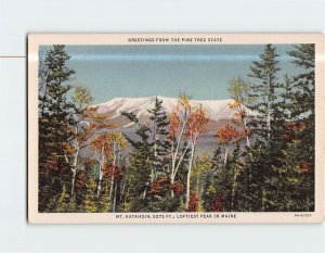 Postcard Mt. Katahdin Greetings from the Pine Tree State Maine USA