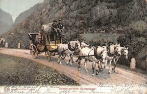 SCHWEIZERISCHE GEBIRGPOST THUSIS SWITZERLAND TO USA MAIL DELIVERY POSTCARD 1906