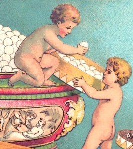 1880s Ayer's Cathartic Pills Quack Medicine Cute Cherubs Fantasy F116